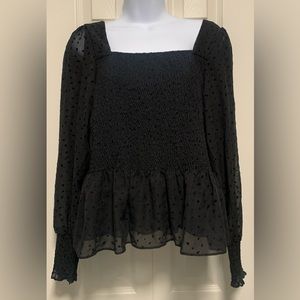 Nine West Black Lined and Stretchy Blouse size Large